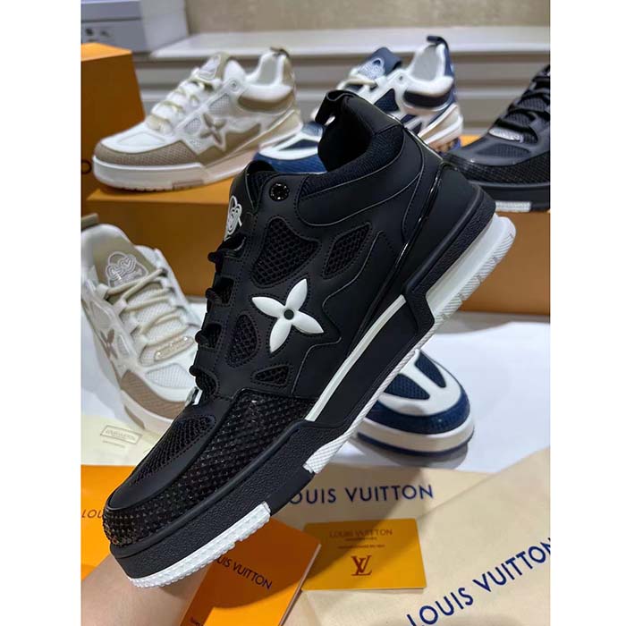 Louis Vuitton LV Unisex Skate Sneaker Black Mix Materials Double Laces Rubber