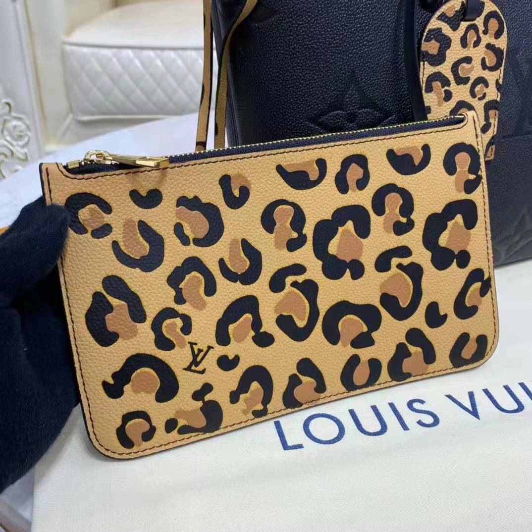 Louis Vuitton LV Women Neverfull MM Tote Bag Wild at Heart Black Embossed Supple Grained Cowhide