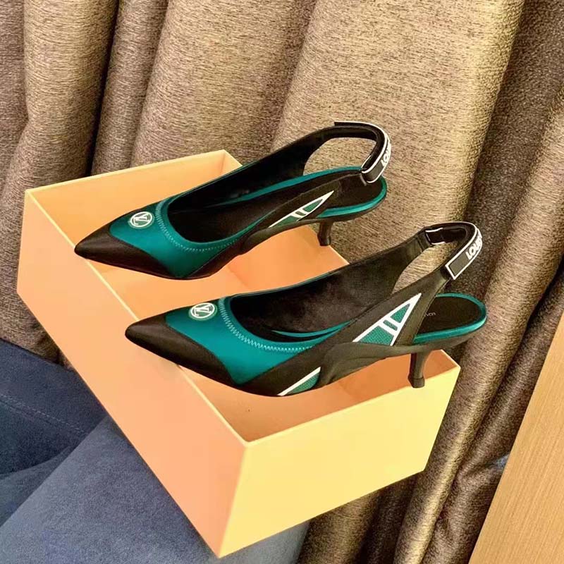 Louis Vuitton Women Archlight Slingback Pump Green Technical Satin Calf Leather