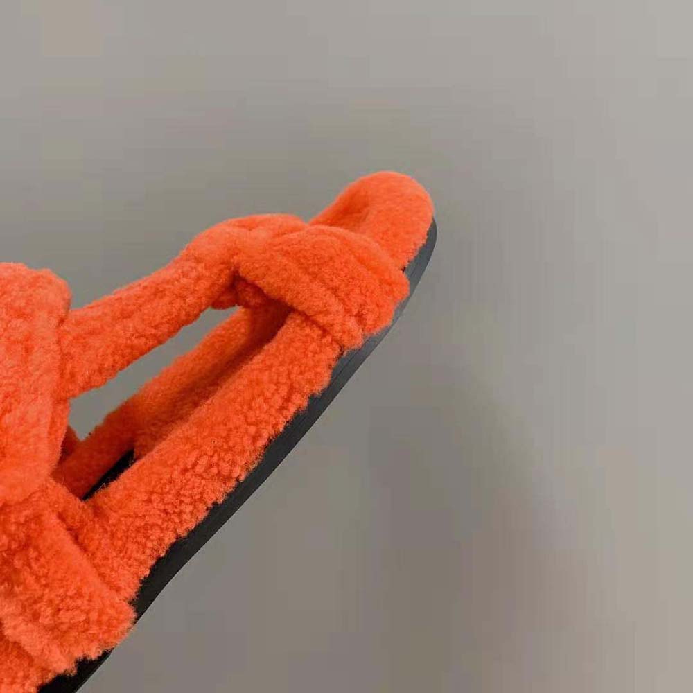 Fendi Women Feel Red Sheepskin Sandals