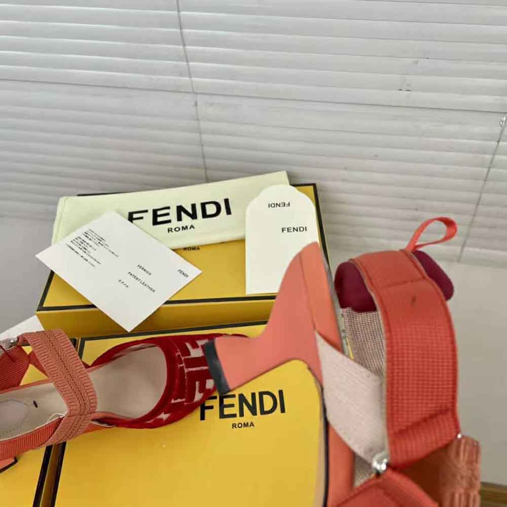 Fendi Women Colibri Red Micromesh Slingbacks with a Medium Heel