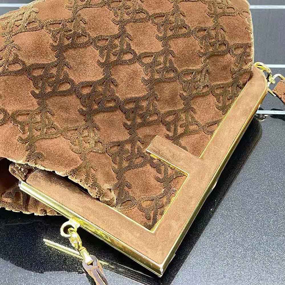 Fendi Women First Medium Brown Suede Bag