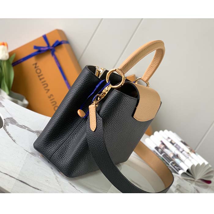 Louis Vuitton LV Women Capucines MM Handbag Black Beige Red Taurillon Leather