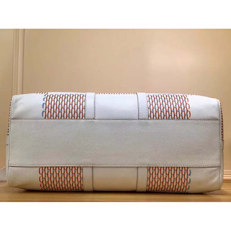 Louis Vuitton LV Unisex Keepall 50B White Damier Spray Cowhide Leather Textile Lining