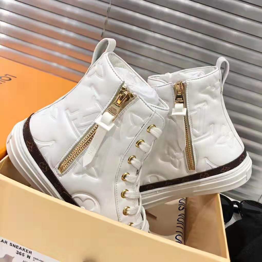 Louis Vuitton LV Women Stellar Sneaker Boot in Soft White Calfskin Leather
