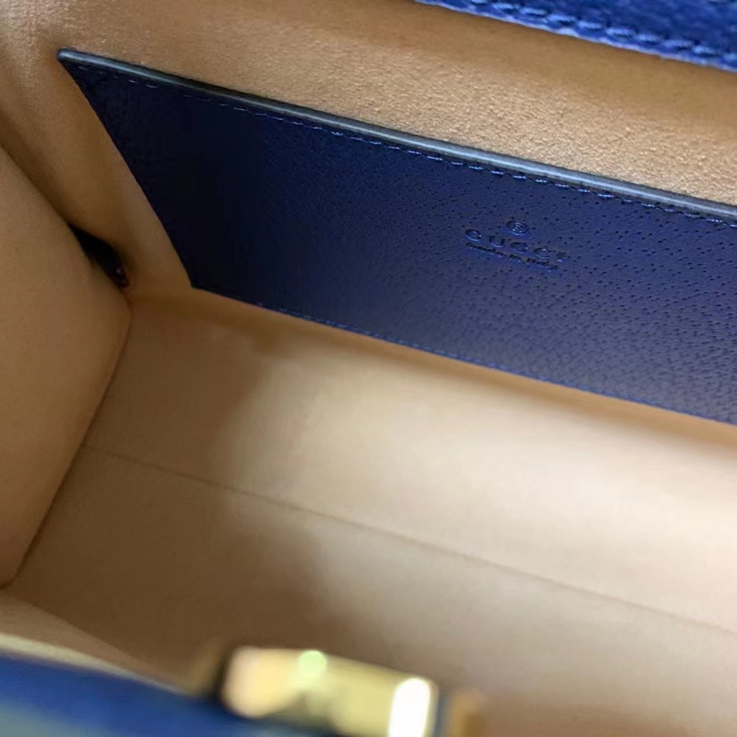 Gucci GG Women Diana Small Tote Bag Double G Royal Blue Leather