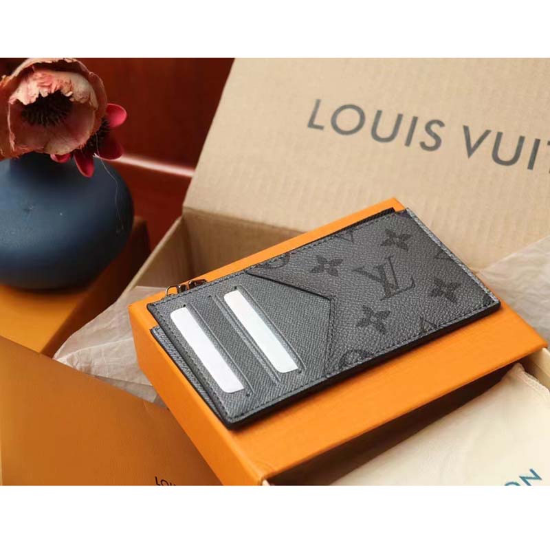 Louis Vuitton LV Unisex Coin Card Holder Taigarama Taiga Leather Monogram Canvas