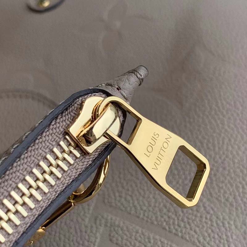 Louis Vuitton LV Women Neverfull MM Tote Tourterelle Gray Embossed Cowhide Leather