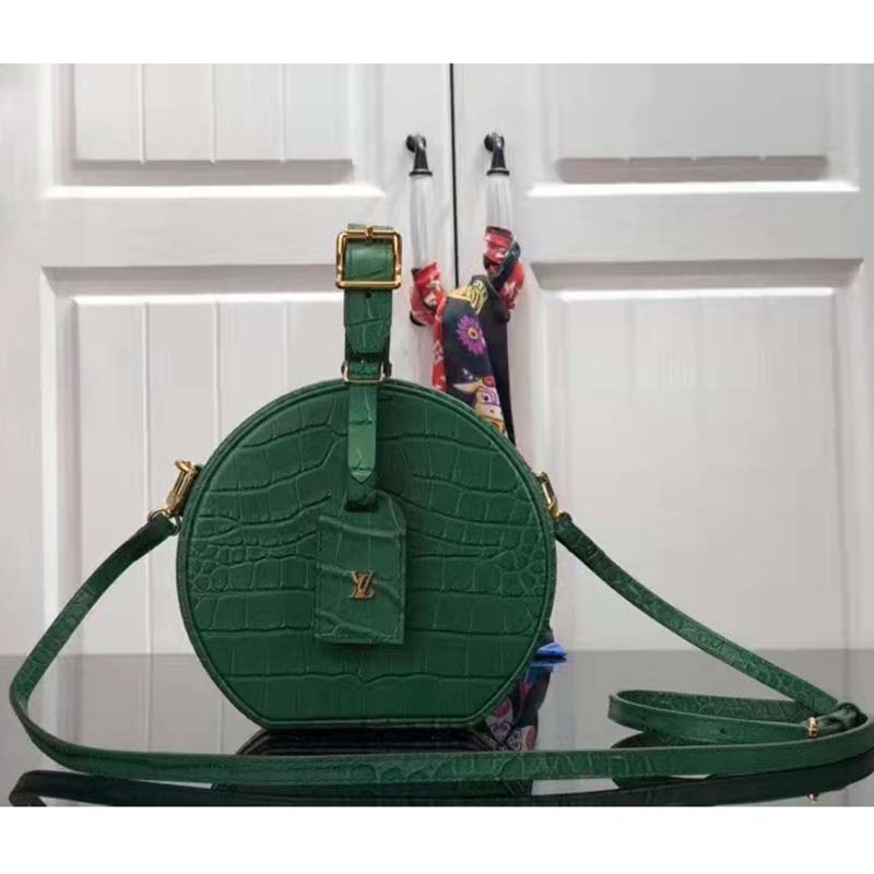 Louis Vuitton LV Unisex Petite Boite Chapeau Green Matte Alligator Leather