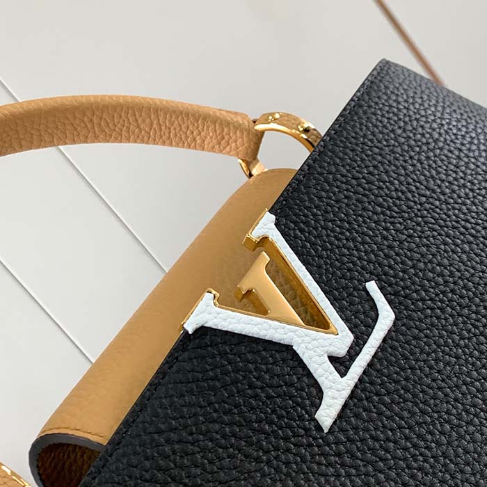 Louis Vuitton LV Women Capucines MM Handbag Black Beige Red Taurillon Leather
