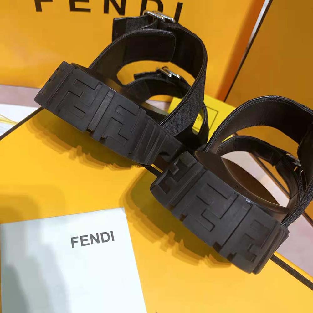 Fendi Women Sandals Black Fabric Sandals