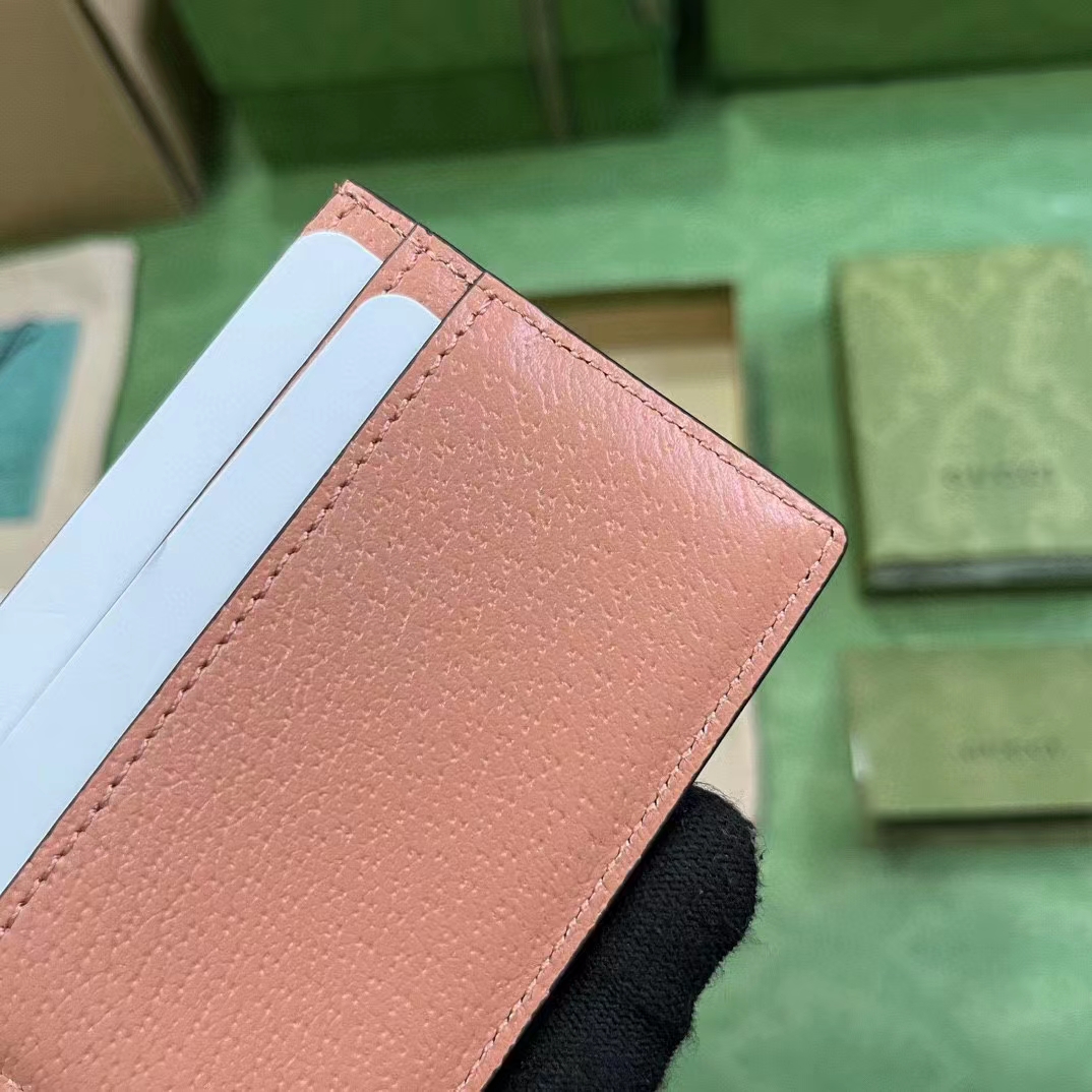 Gucci Unisex GG Ophidia Card Case Pink GG Canvas Double G Four Card Slots