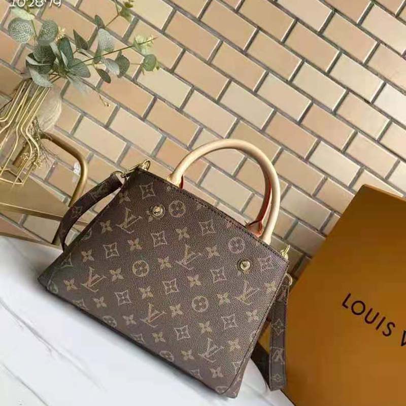 Louis Vuitton Women Montaigne BB Handbag Monogram Canvas Natural Cowhide Leather