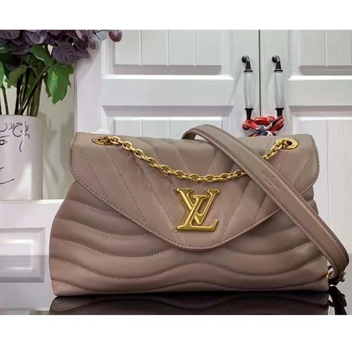 Louis Vuitton LV Women New Wave Chain Bag GM Dark Taupe Quilted Smooth Calf Leather