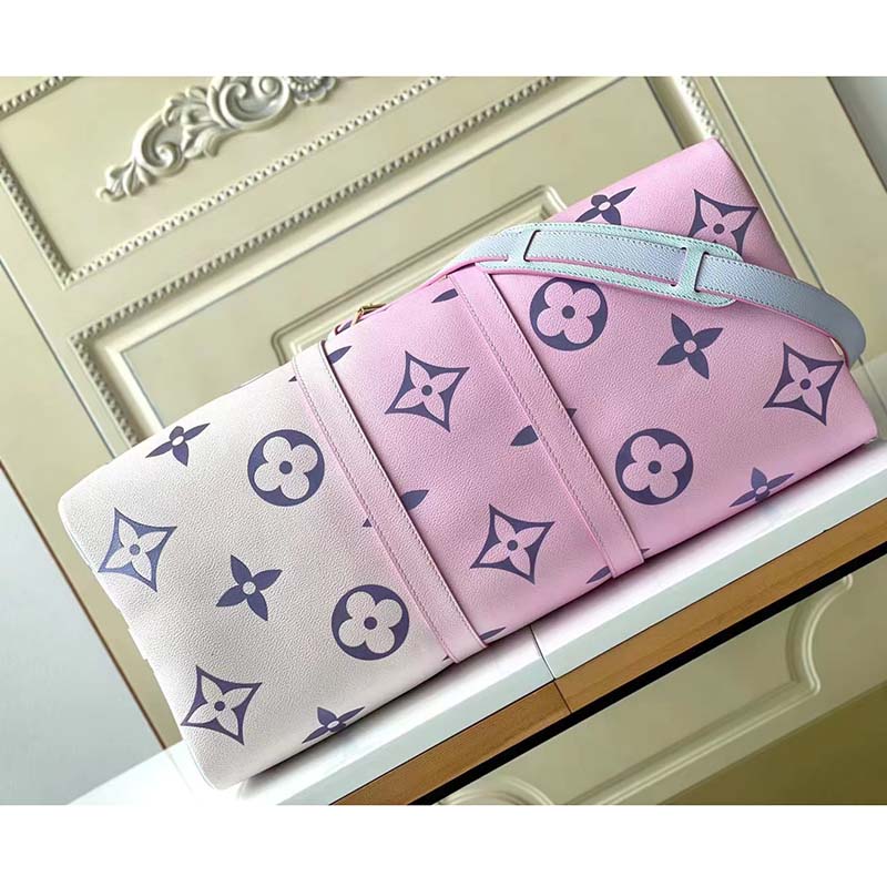 Louis Vuitton LV Unisex Keepall 45B Sunrise Pastel Monogram Coated Canvas Cowhide Leather