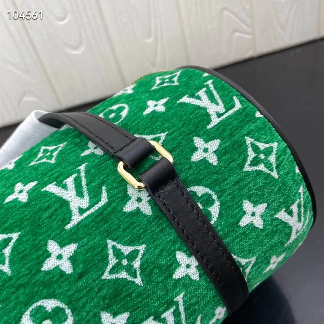 Louis Vuitton LV Unisex Papillon Handbag Green Monogram Jacquard Velvet Cowhide Leather