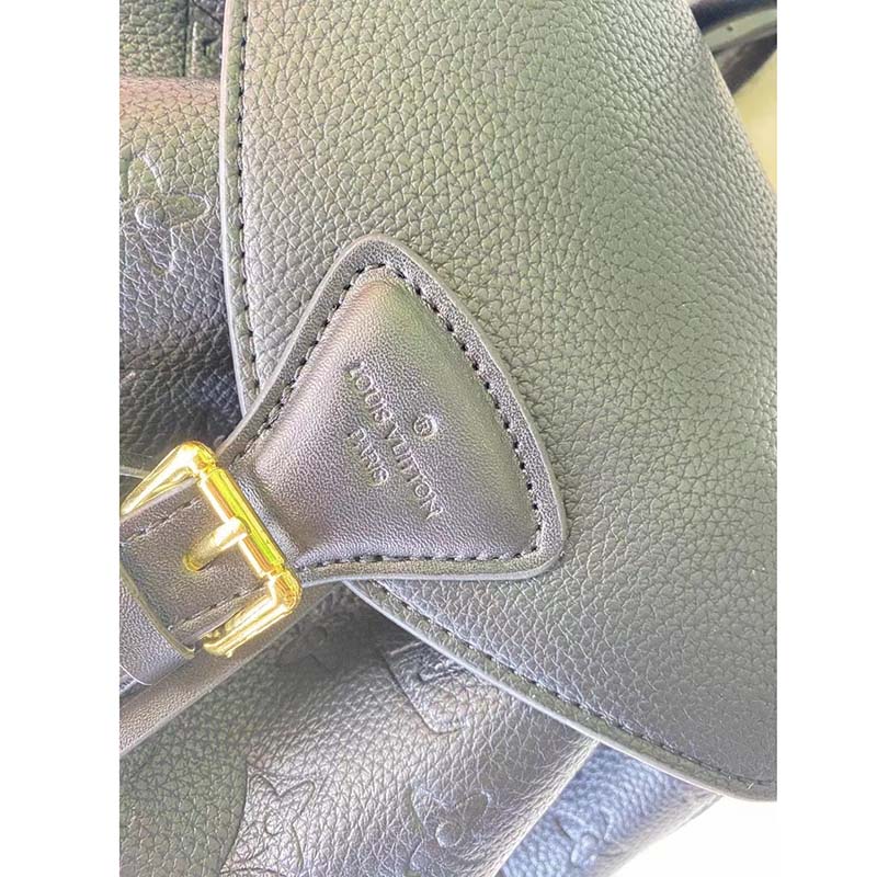 Louis Vuitton LV Unisex Montsouris Backpack Black Black Embossed Cowhide Leather