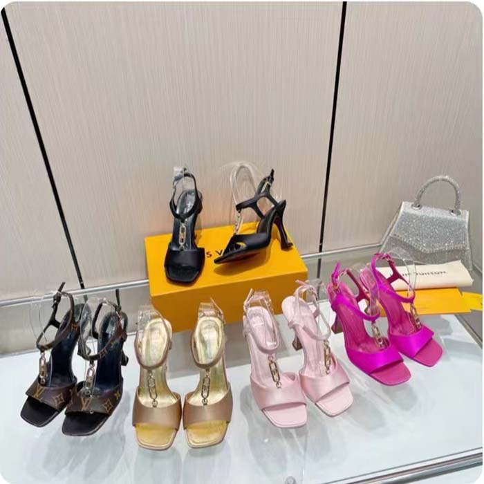 Louis Vuitton Women LV Sparkle Sandal Black Calfskin Leather Outsole 9.5 CM Heel