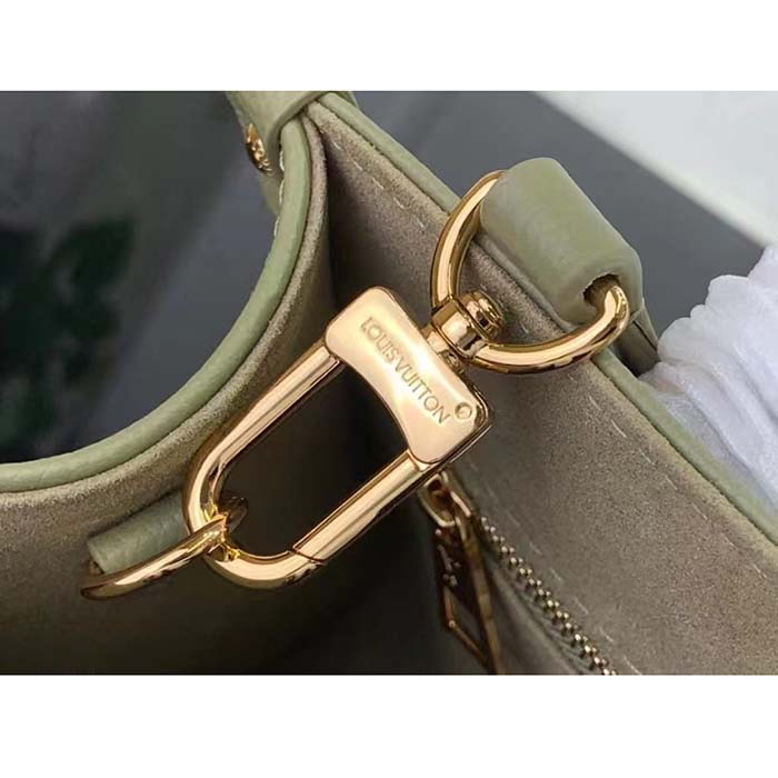 Louis Vuitton LV Women Onthego PM Light Khaki Cream Monogram Empreinte Embossed Grained Cowhide Leather