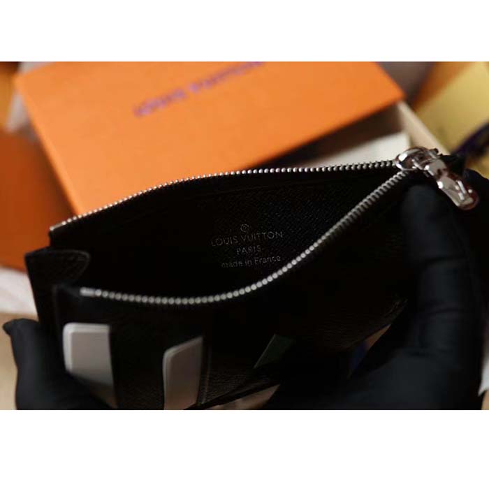Louis Vuitton LV Unisex Coin Card Holder Taiga Cowhide Leather 4 Card Slots