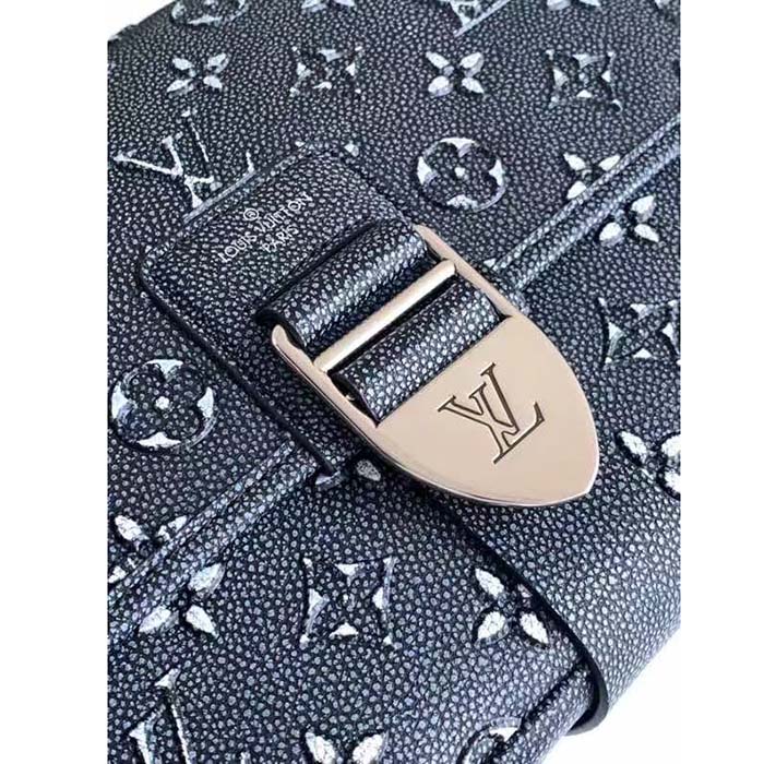 Louis Vuitton LV Unisex Archy Messenger MM Bag Black Charcoal Cowhide Leather