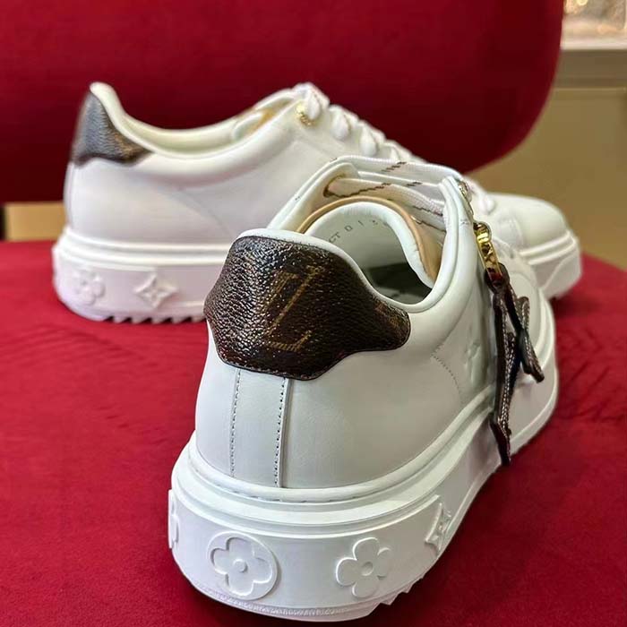 Louis Vuitton Women LV Time Out Sneaker Ecru Beige Mix Materials Monogram Flower
