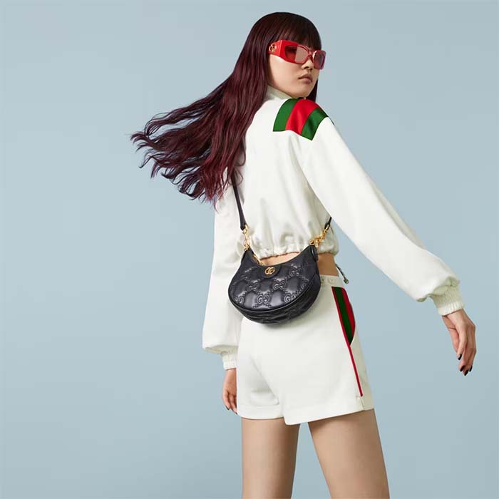 Gucci Women GG Matelassé Mini Bag Black GG Matelassé Leather Double G