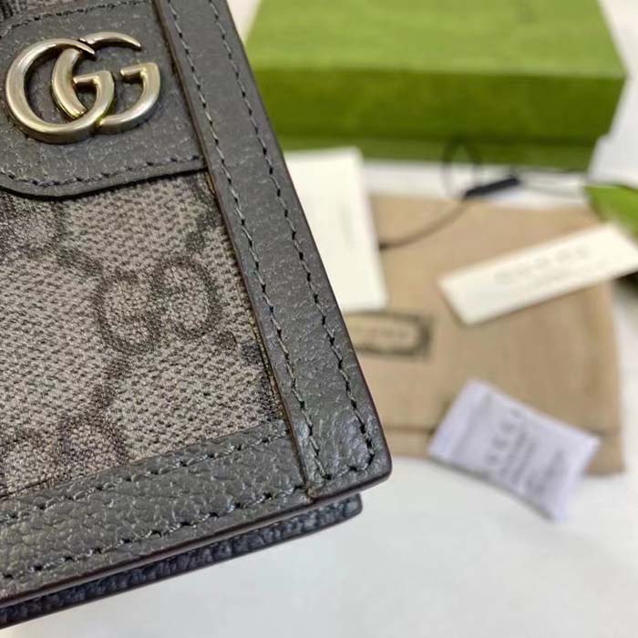 Gucci Unisex GG Ophidia Card Case Grey Black Supreme Canvas Double G