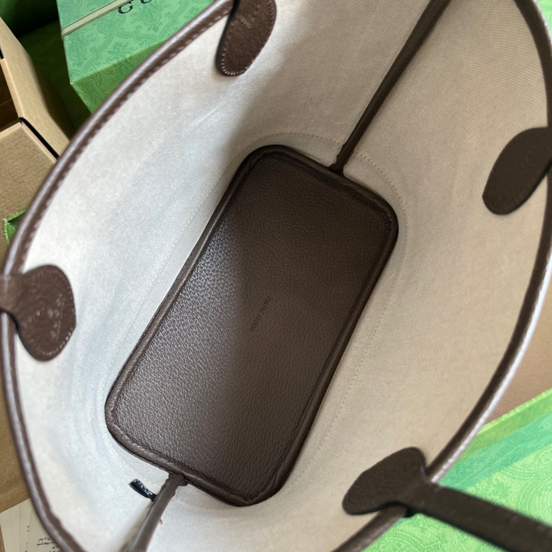 Gucci Unisex Ophidia Small Tote Bag Beige Ebony GG Supreme Canvas