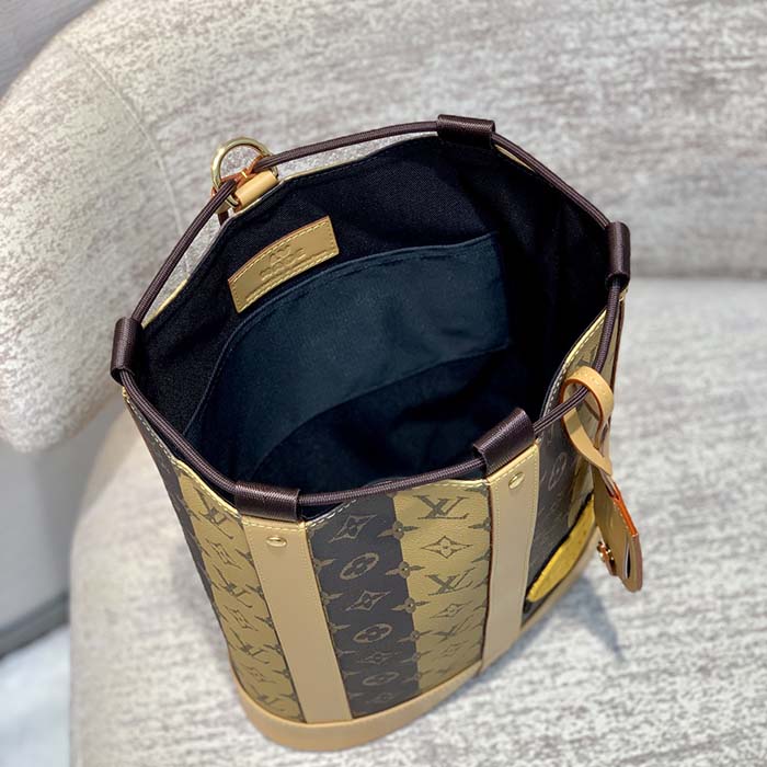 Louis Vuitton LV Unisex Randonée Messenger Bag Monogram Stripes Brown Coated Canvas