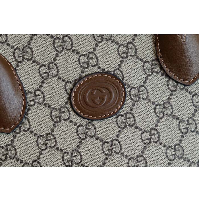 Gucci Unisex GG Small Tote Bag Beige Ebony GG Supreme Canvas