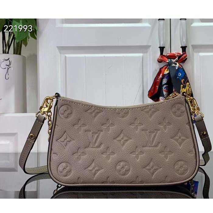 Louis Vuitton LV Women Easy Pouch On Strap Beige Embossed Monogram Empreinte Cowhide Leather