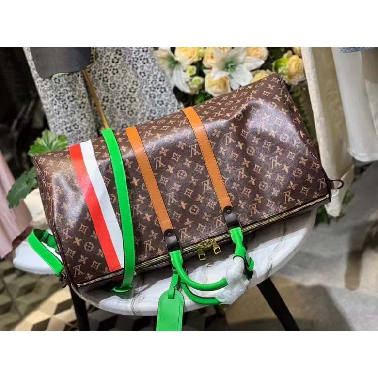 Louis Vuitton LV Unisex Keepall 55 Monogram Coated Canvas Cowhide Leather