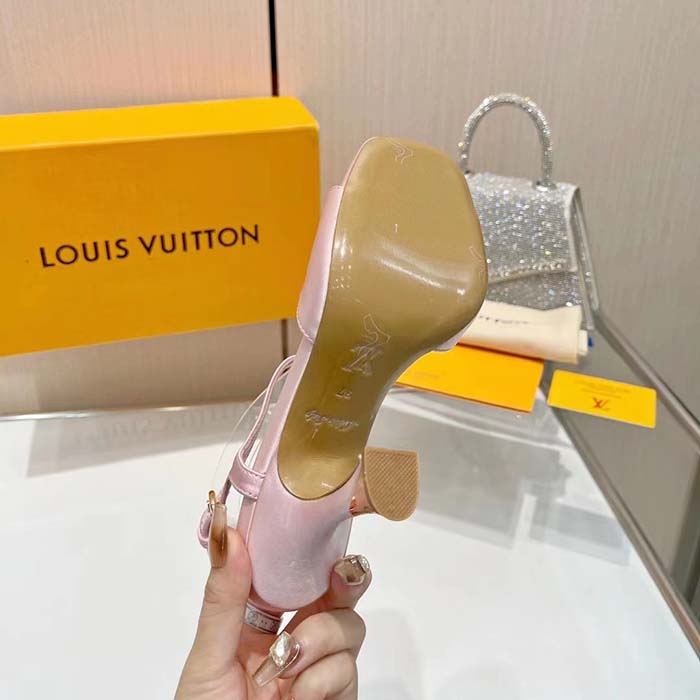 Louis Vuitton Women LV Sparkle Sandal Pink Calfskin Leather Outsole 9.5 CM Heel