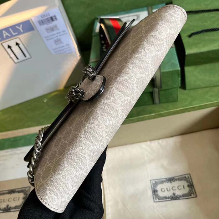 Gucci Women Dionysus Small Shoulder Bag Beige White GG Supreme Canvas