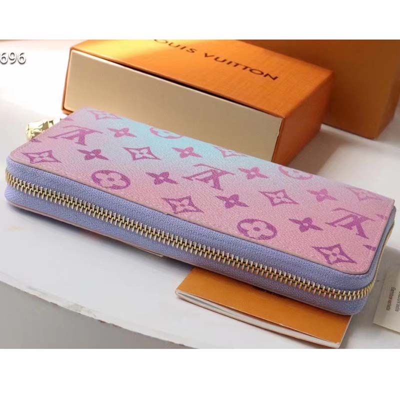 Louis Vuitton LV Unisex Zippy Wallet Sunrise Pastel Monogram Coated Canvas Cowhide