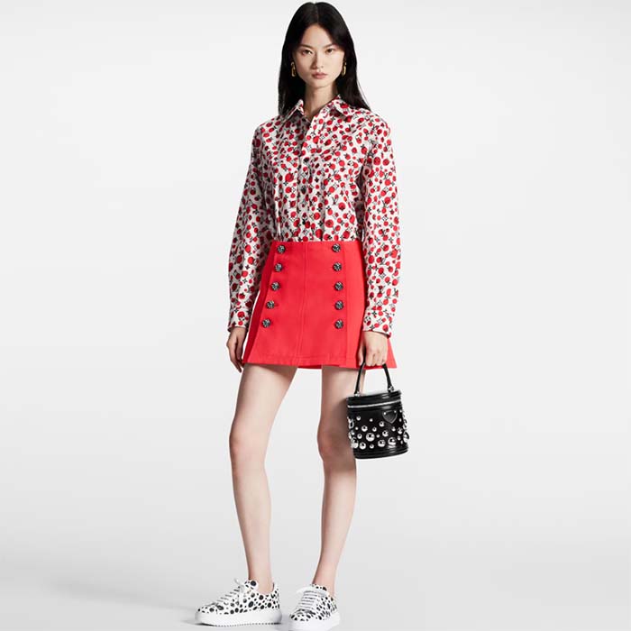 Louis Vuitton Women LV x YK Time Out Sneaker White Printed Calf Leather Monogram Flowers