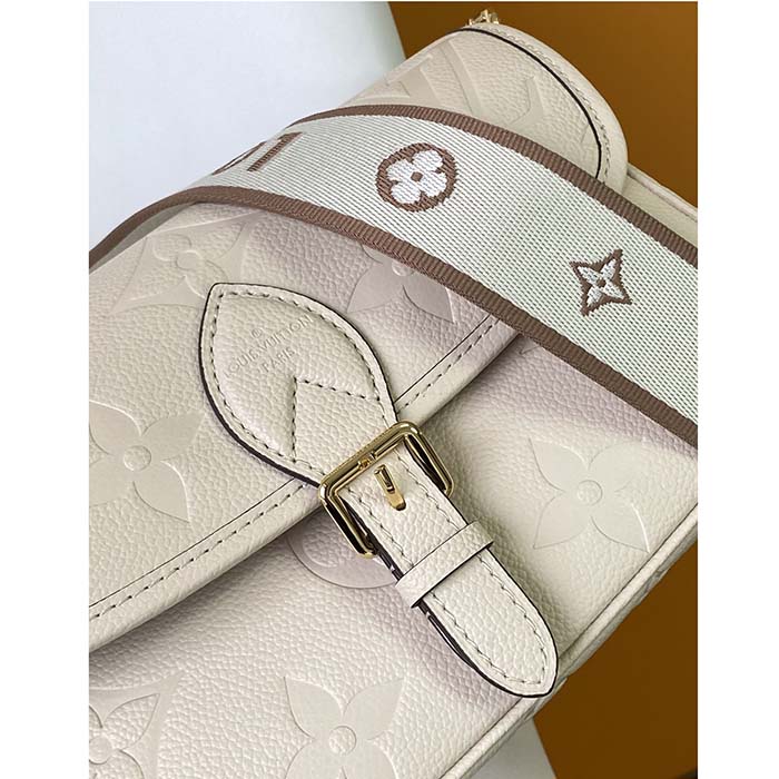 Louis Vuitton LV Women Diane Crème Beige Embossed Supple Grained Cowhide Leather
