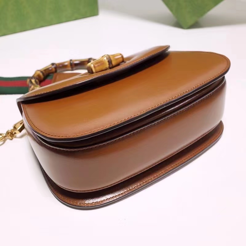 Gucci Women Gucci Bamboo 1947 Small Top Handle Bag Brown Leather Bamboo Hardware