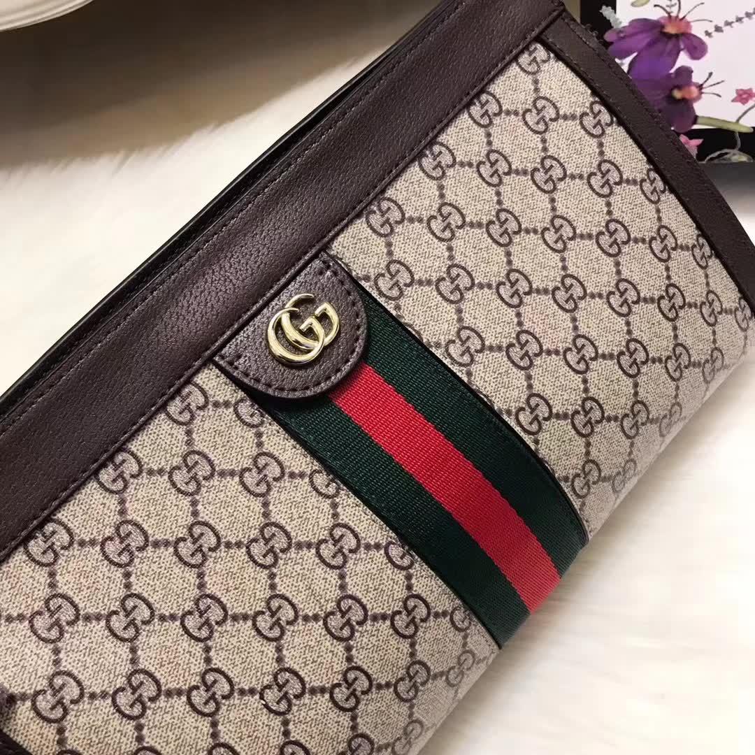 Gucci Ophidia GG Supreme Canvas Medium Shoulder Bag-Brown
