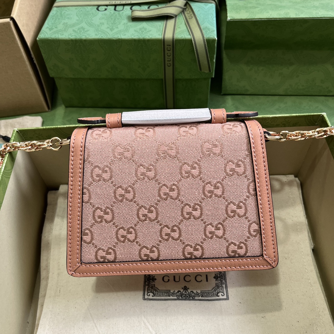 Gucci Women Dionysus GG Mini Shoulder Bag Pink Canvas Leather Padlock Closure