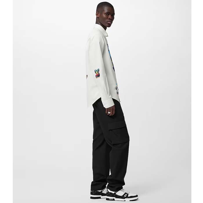 Louis Vuitton Unisex LV Trainer Sneaker Black Monogram Denim Monogram Embossed Grained Calf Leather