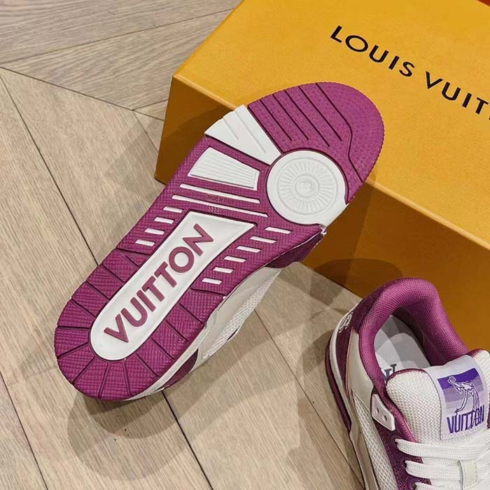 Louis Vuitton LV Unisex LV Trainer Sneaker Purple Monogram Denim Rubber Outsole