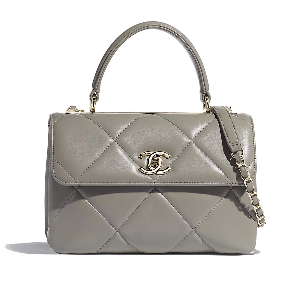 Chanel Women Small Flap Bag with Top Handle in Lambskin Leather