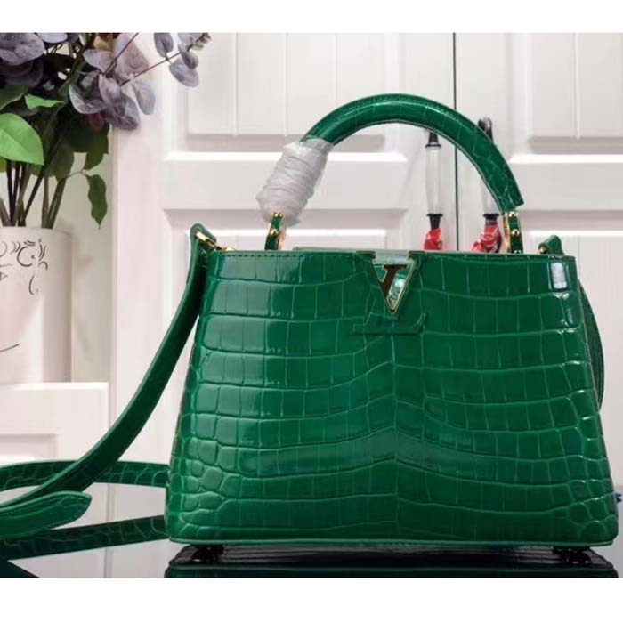 Louis Vuitton LV Women Capucines BB Handbag Green Crocodilien Brillant Savoir Faire