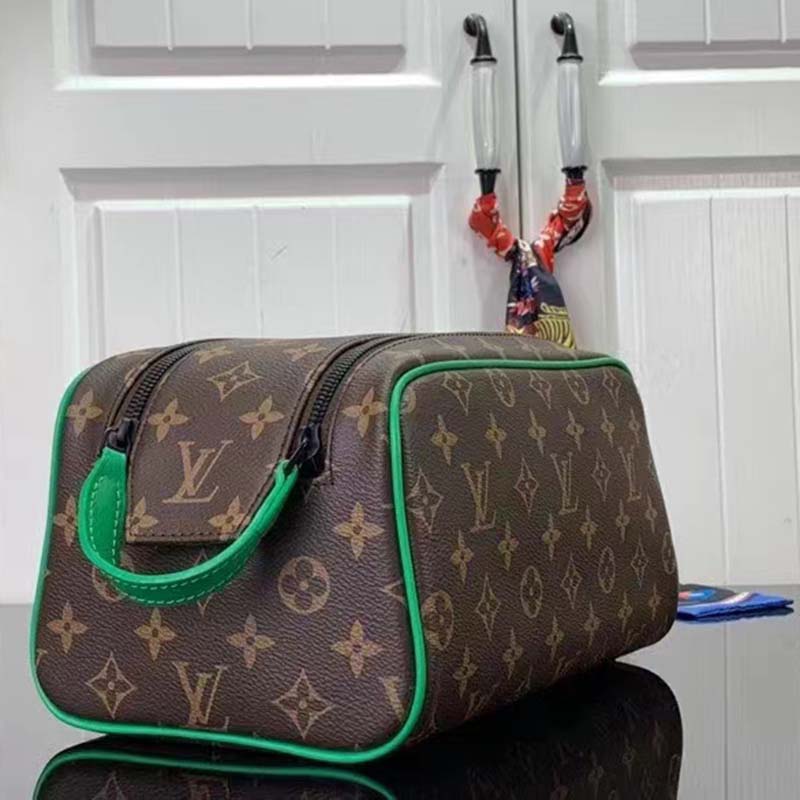 Louis Vuitton LV Unisex Dopp Kit Toilet Pouch Monogram Macassar Coated Canvas