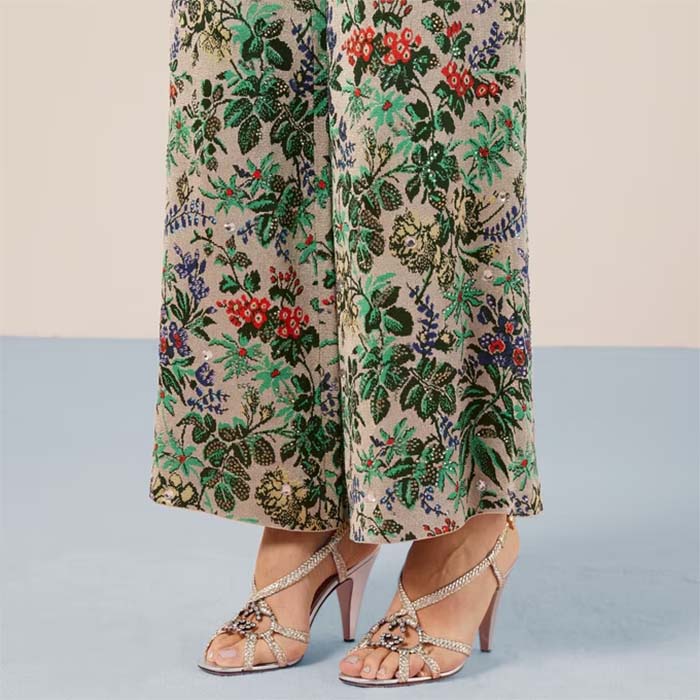 Gucci Women GG Nojum High Heel Sandal Metallic Platinum Silver Braided Leather 9 CM