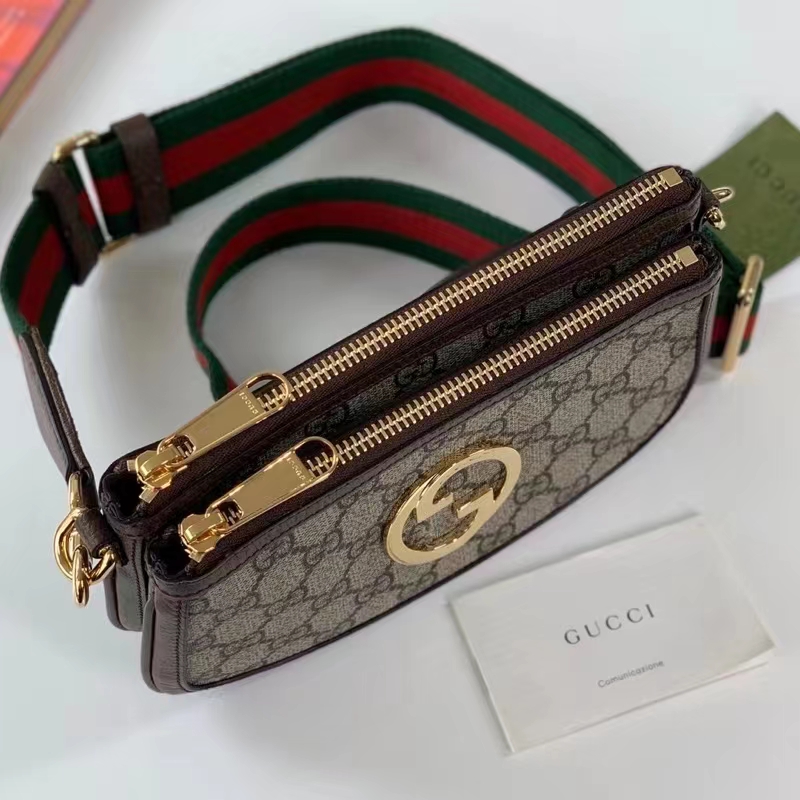 Gucci Women Blondie GG Mini Bag Beige Ebony GG Supreme Canvas