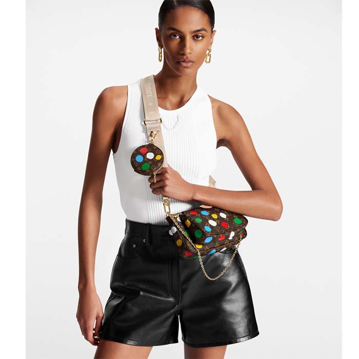 Louis Vuitton Women LV x YK Multi Pochette Accessoires Monogram Coated Canvas 3D Painted Dots