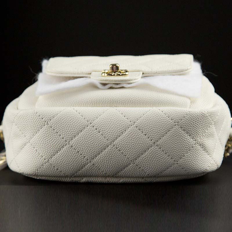 Chanel Women Vanity Case in Grained Calfskin Leather-White
